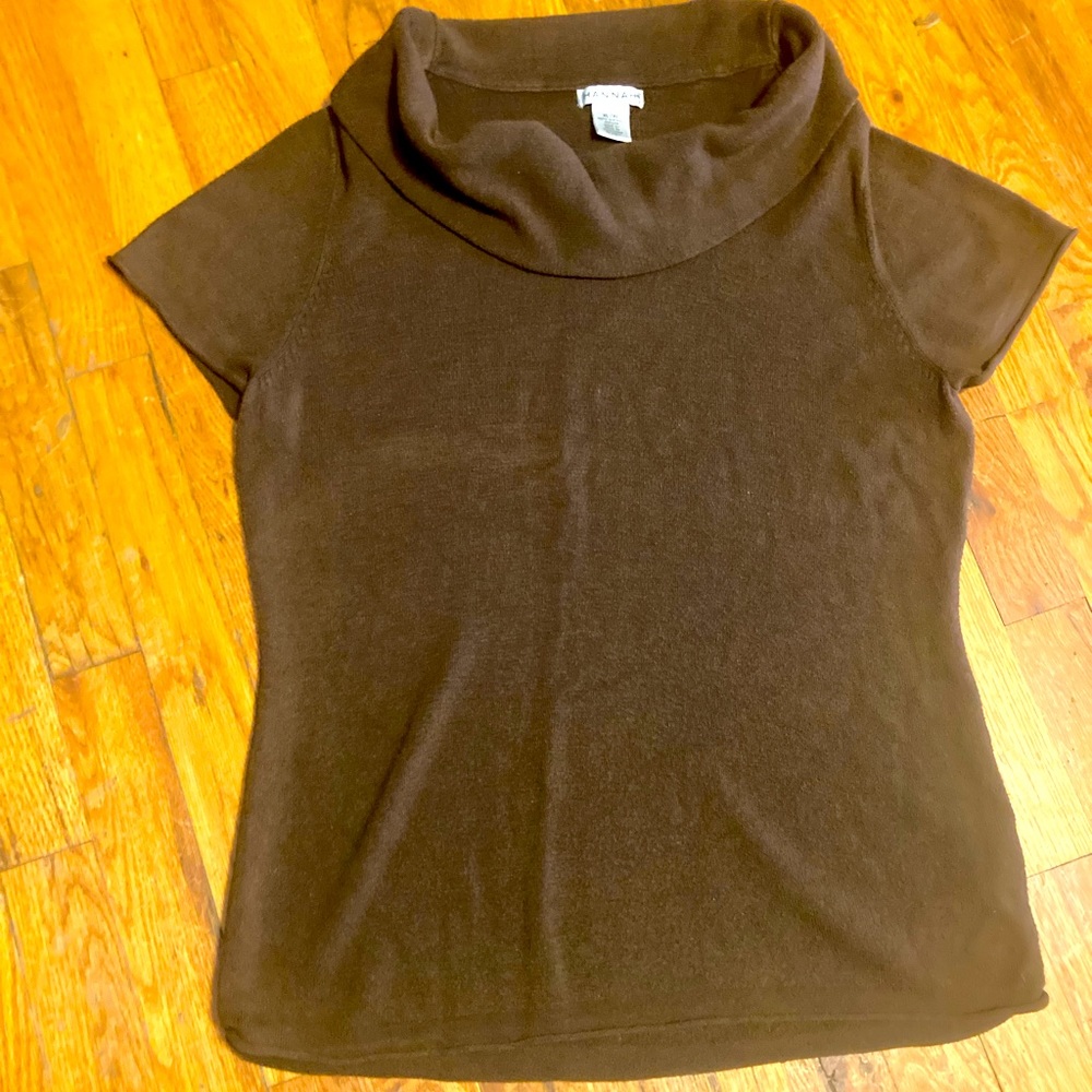 Hannah brown short sleeve cowl neck sweater size XL